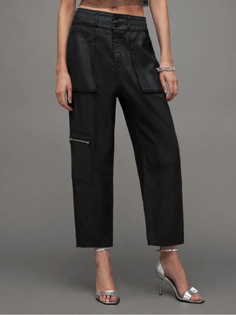 NWT All Saints Black Cargo Trousers